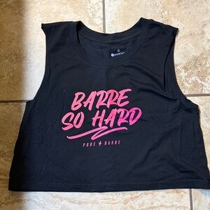 Pure Barre Black Muscle Tee with Pink Print